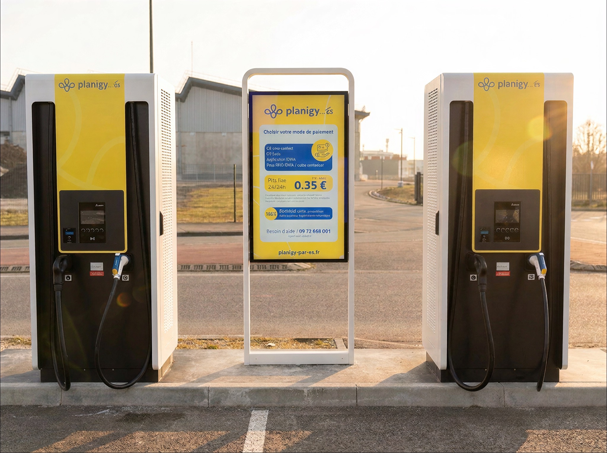 Payment totem at an EV charging station