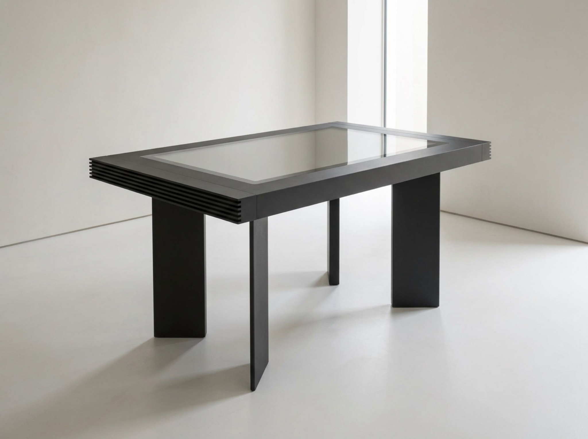 Interactive table with a steel frame
