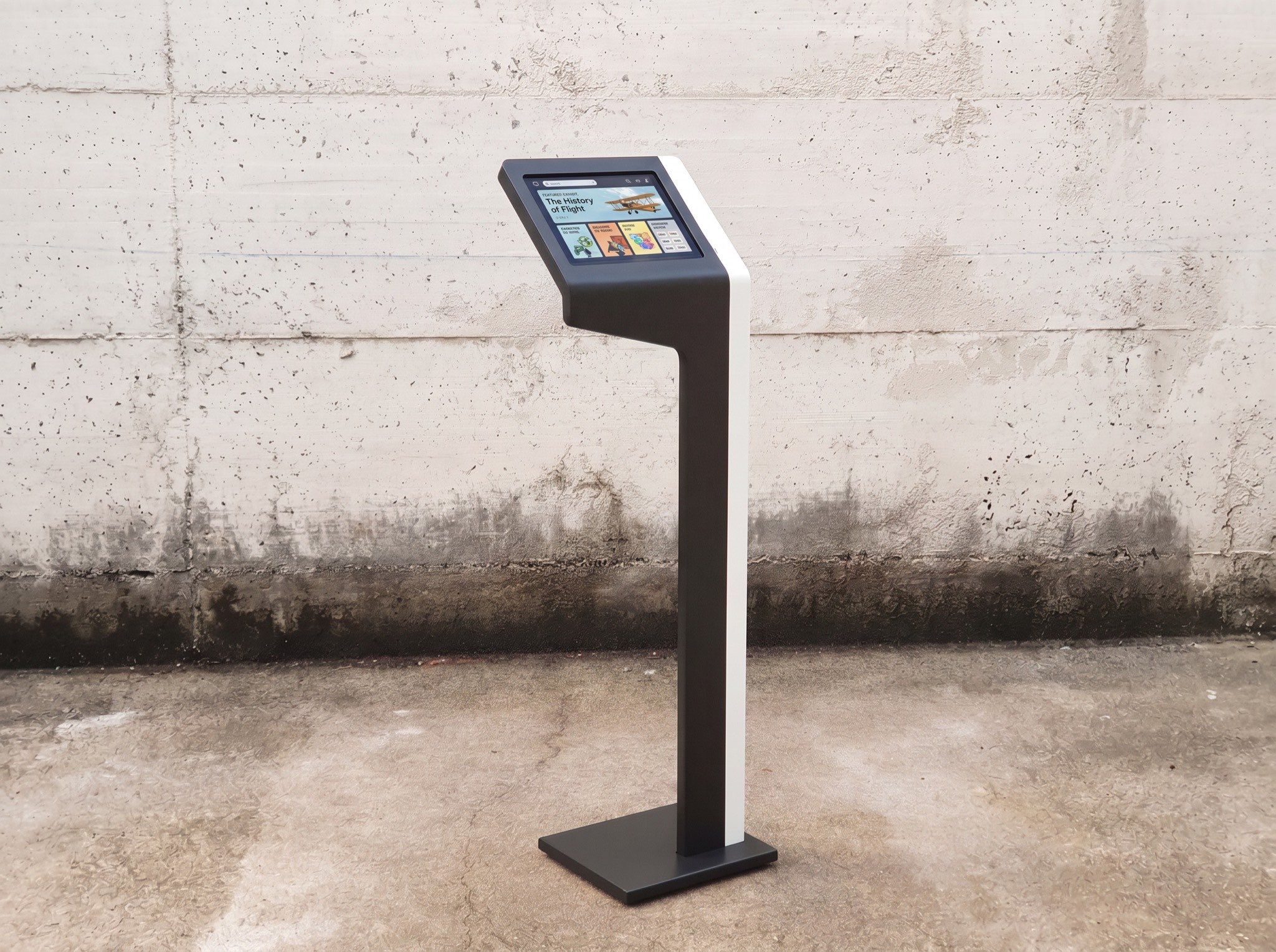 Tablet stand with a steel column