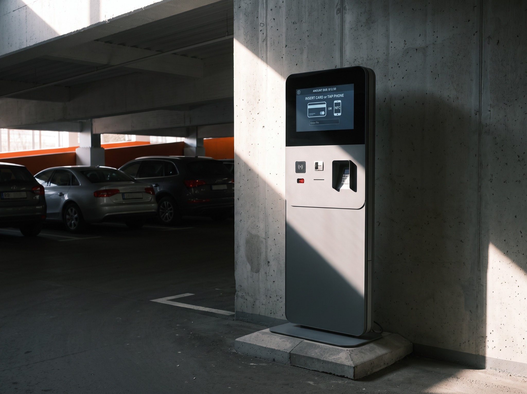 Moobo parking payment kiosk in a car park