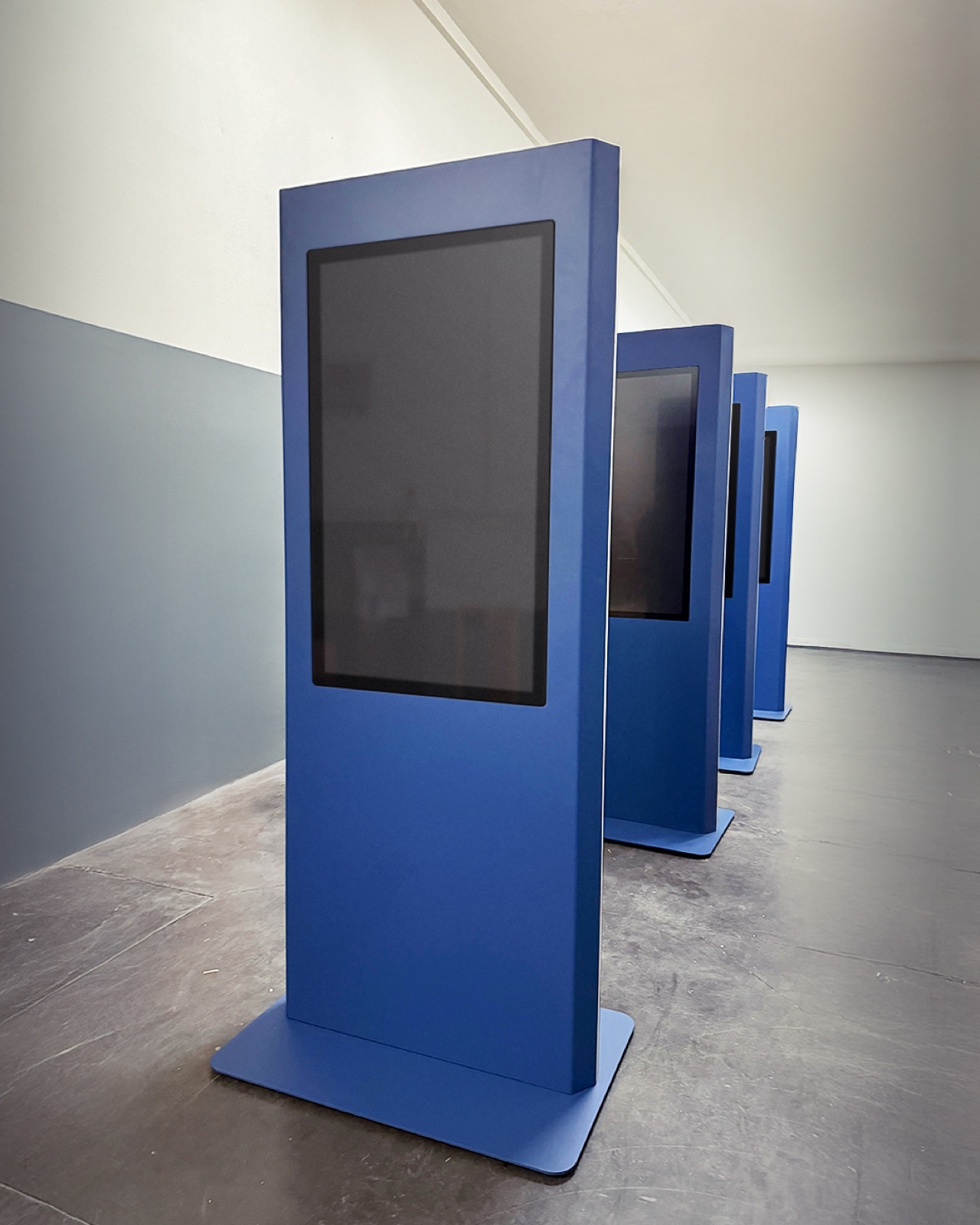 Nex kiosks in a blue finish