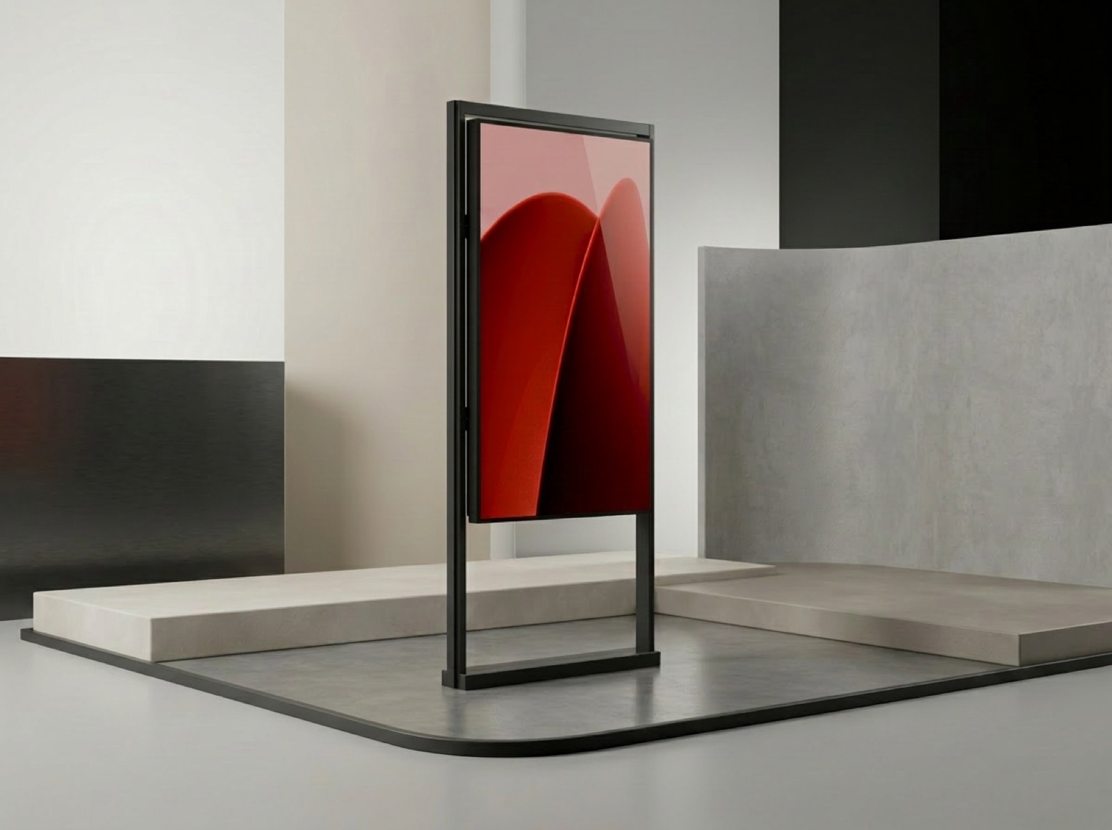 Orium stand beside a stone plinth